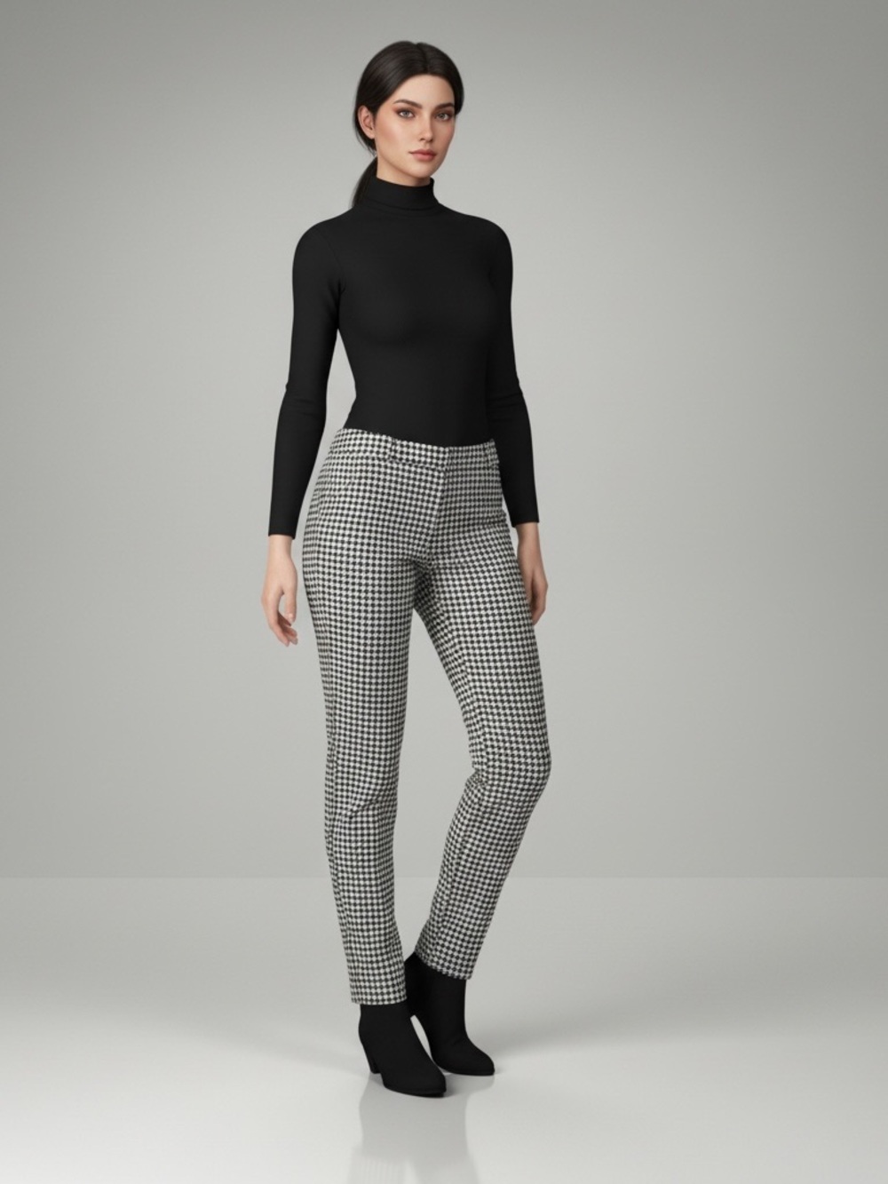 Chocolate USA Houndstooth Black & White Tailored Skinny Pants Size L - NWOT!